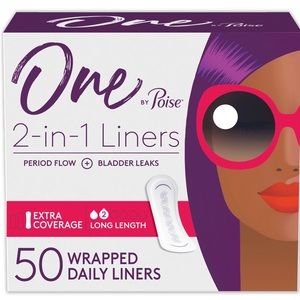One by Poise 2 in 1 Liners - Extra Coverage Long 50ct